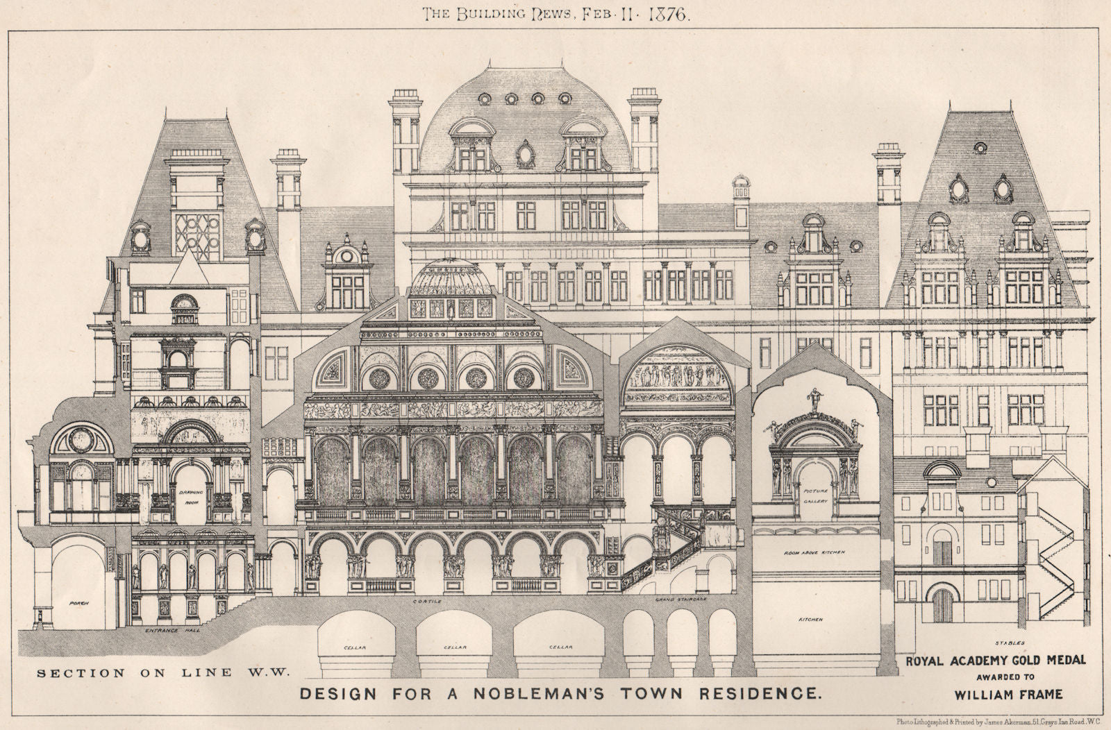 Nobleman's town residence section. Royal Academy Medal. William Frame 1876